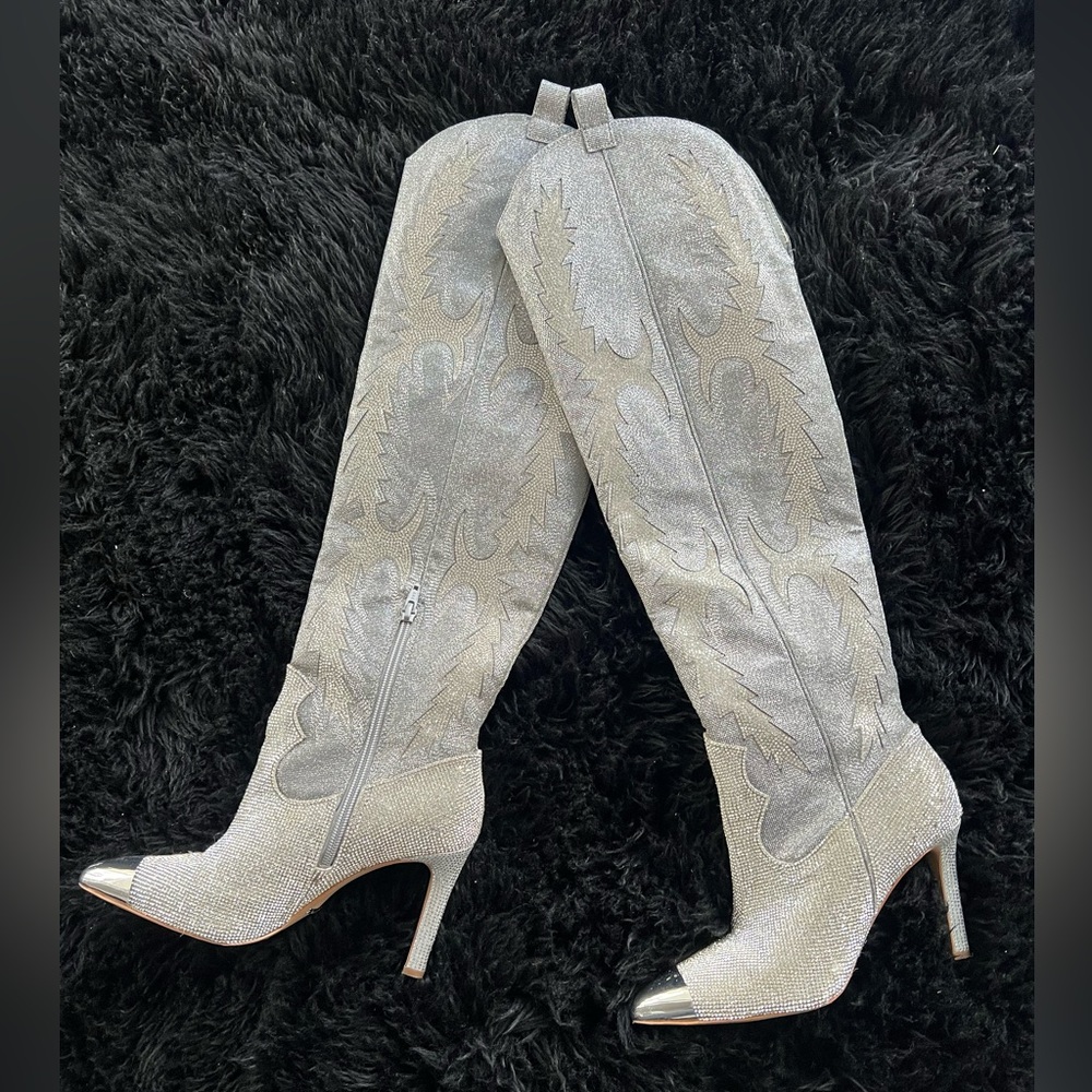 Gianni Bini Knee High Rhinestone Cowboy Boot